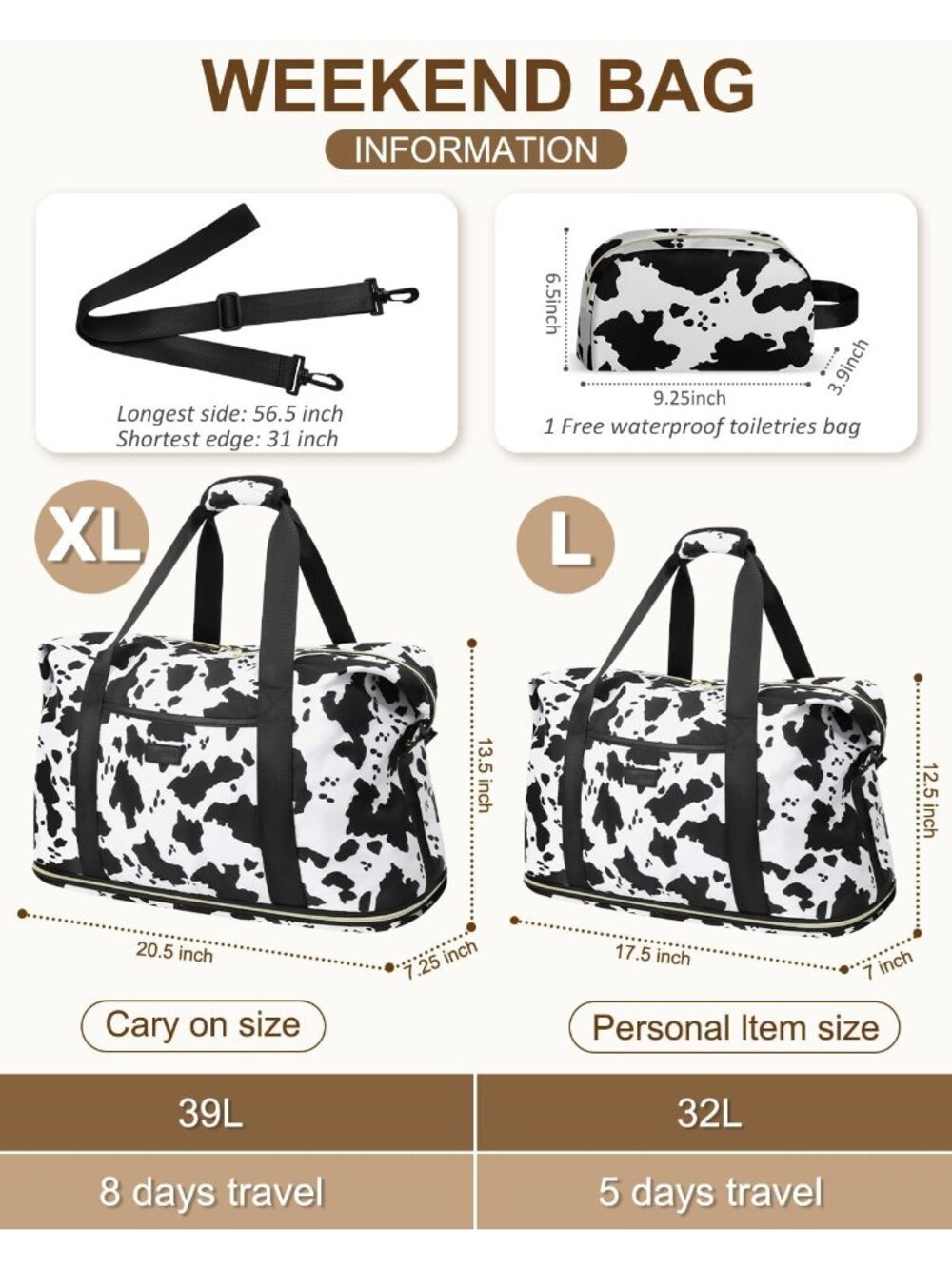 New Expandable Travel Duffle Bag Weekender Overnight Bags for Women Men - Picture 2 of 6